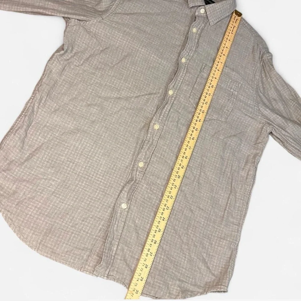 Banana Republic‎ Mens Linen Blend Button Up Shirt Slim Long Sleeve Gray Large